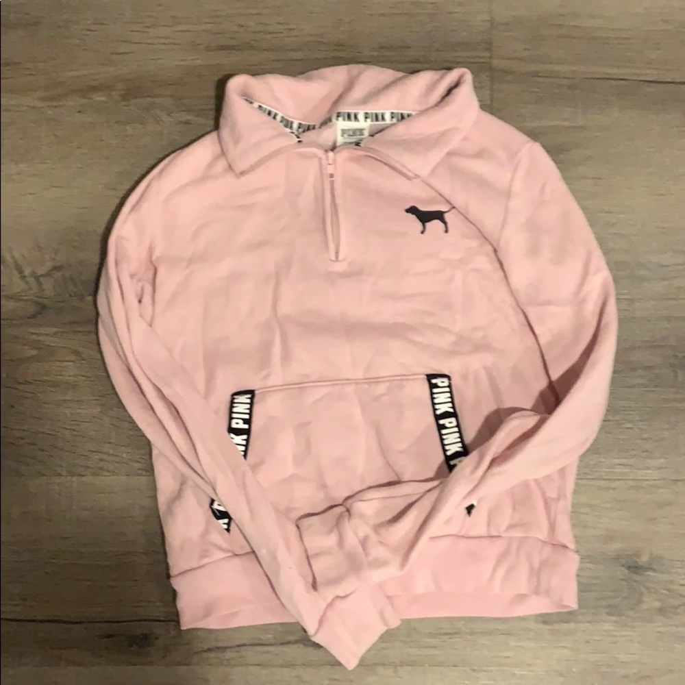 pink quarter zip sweatshirt